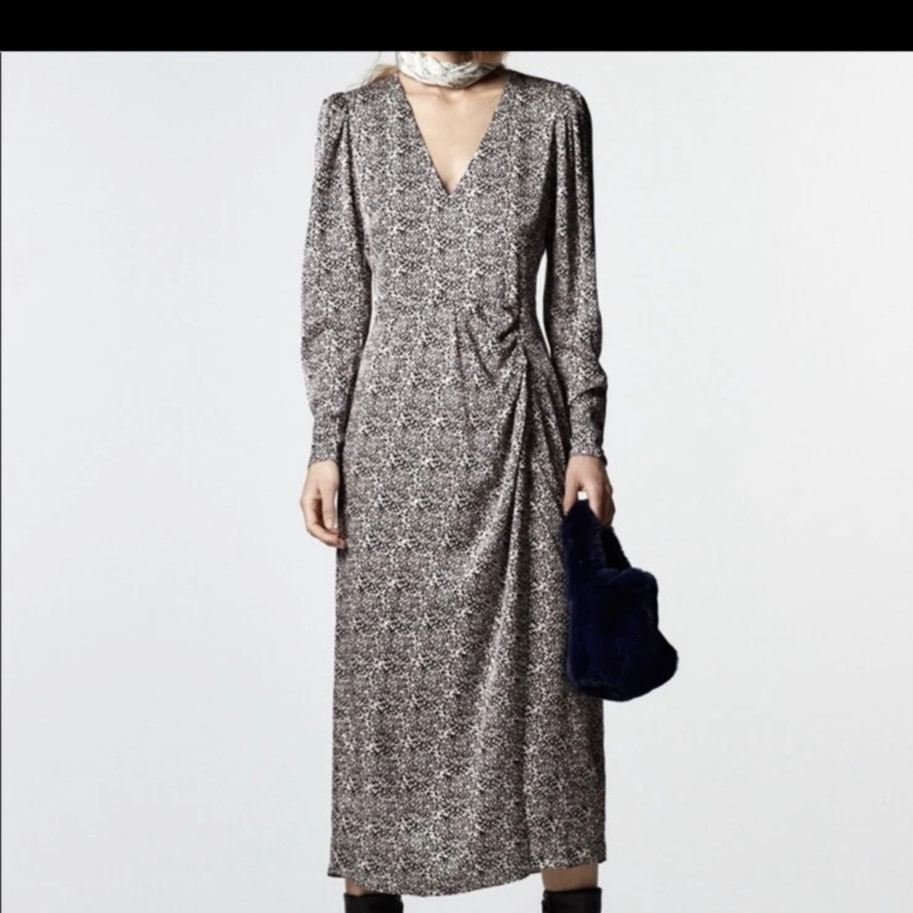 Zara Monochrome Long Sleeve Dress